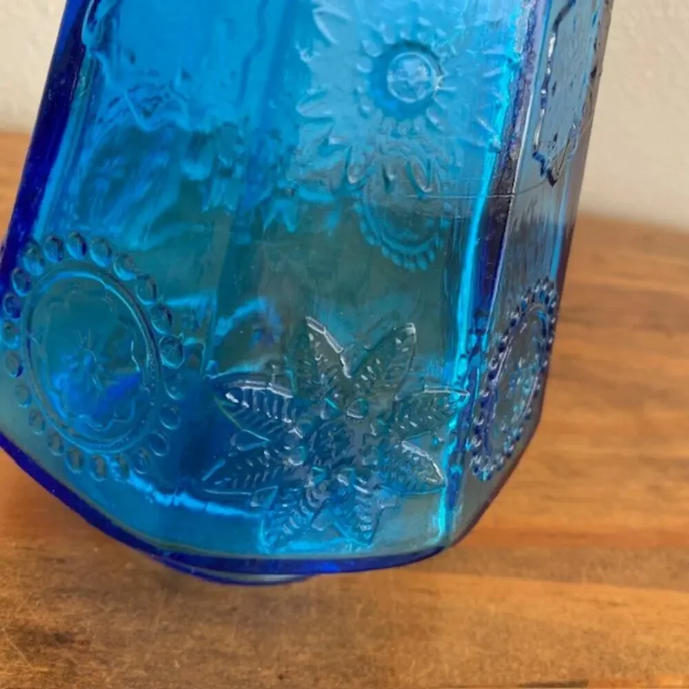 Vintage Wheaton Bottle Blue Glass Christmas Tree Bottle 9 1/2